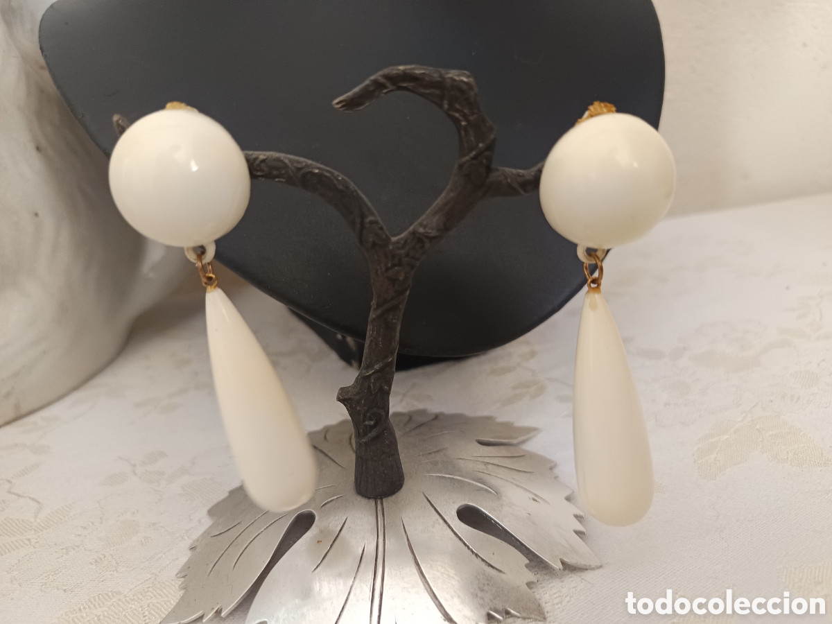 Joyeria: Pendientes beige de baquelita de clic - Foto 5