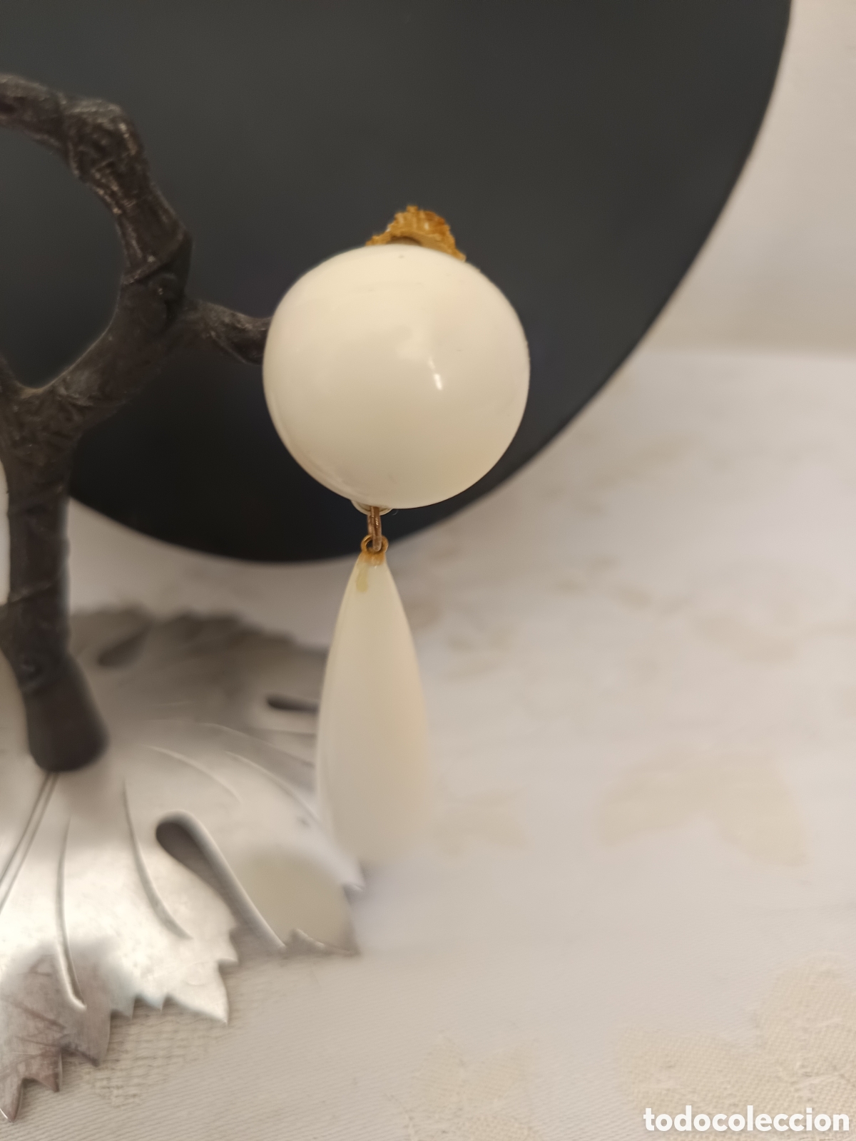 Joyeria: Pendientes beige de baquelita de clic - Foto 7