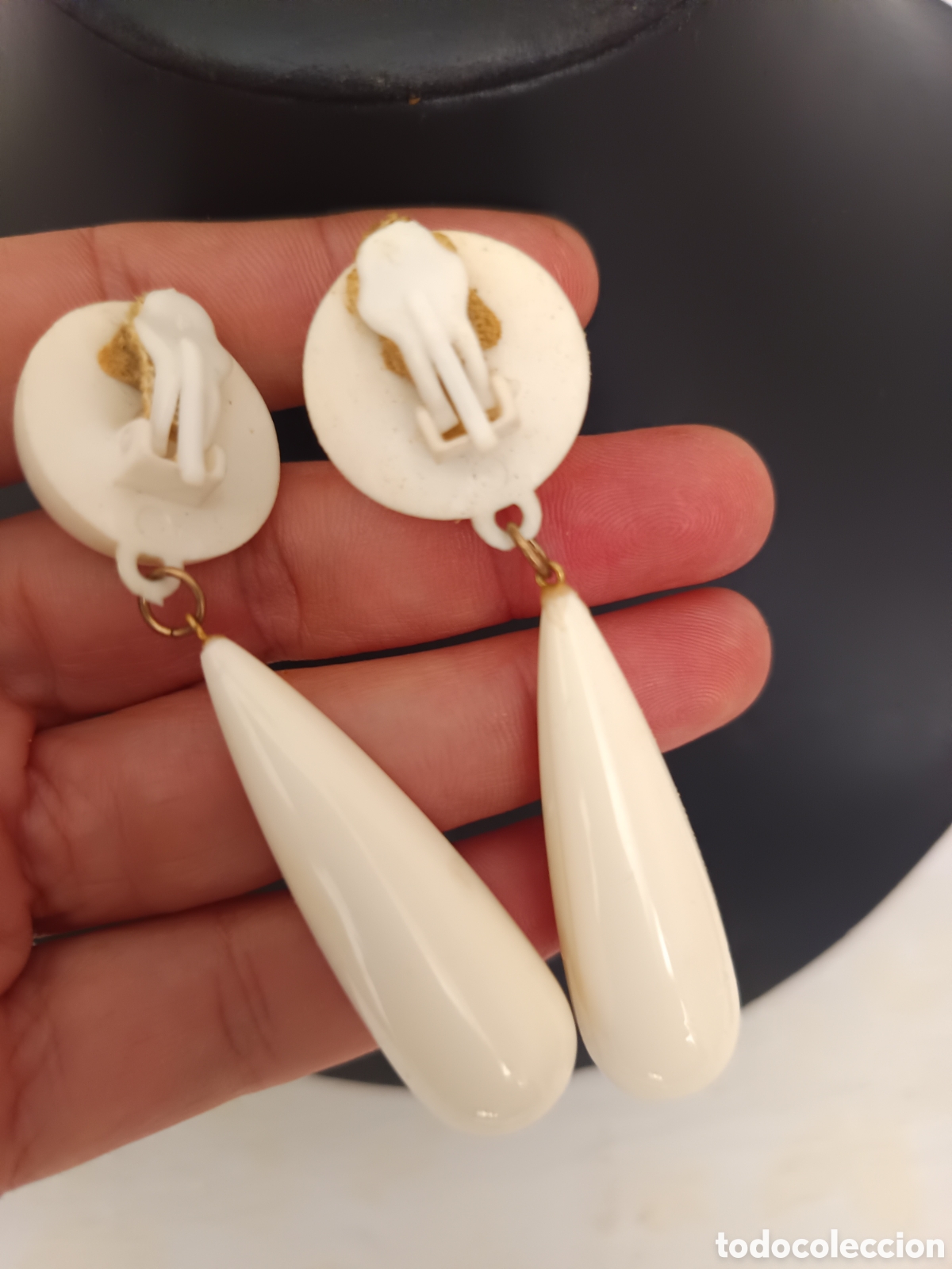 Joyeria: Pendientes beige de baquelita de clic - Foto 6