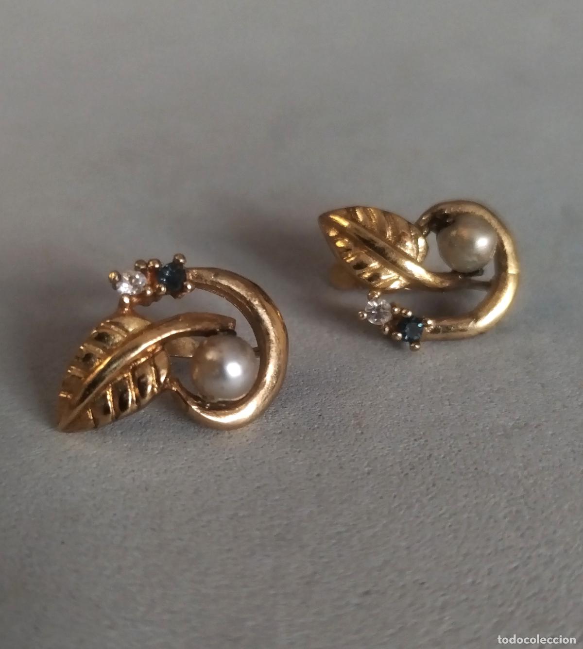 Joyeria: Antiguos pendientes de plata de ley con ba&ntilde;o de oro.