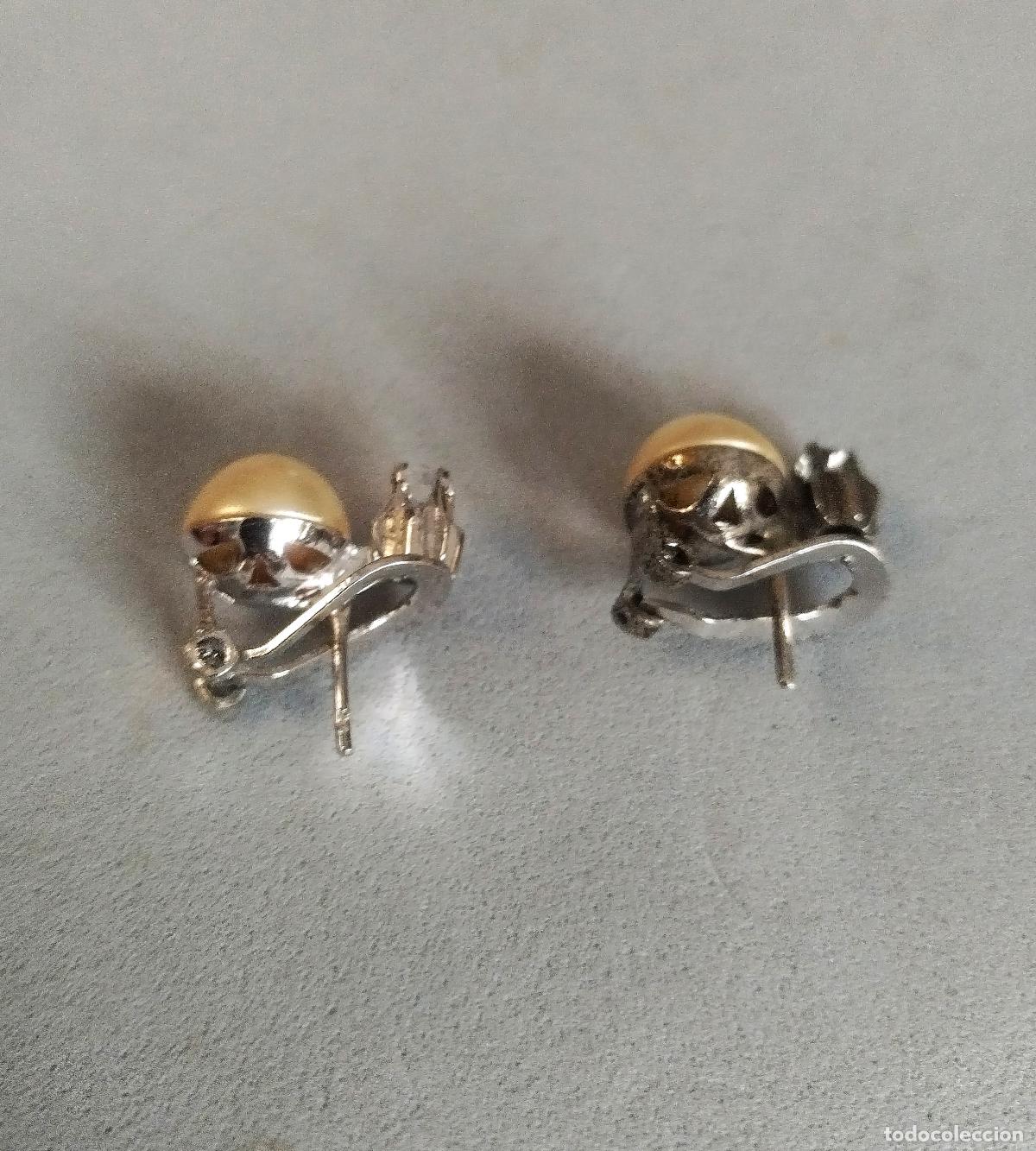 Joyeria: Antiguos pendientes de plata rodiada y perlas. - Foto 3