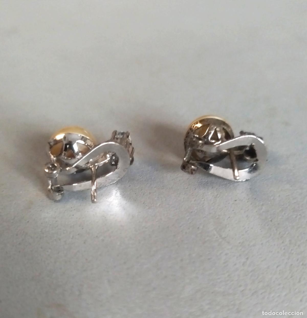 Joyeria: Antiguos pendientes de plata rodiada y perlas. - Foto 4
