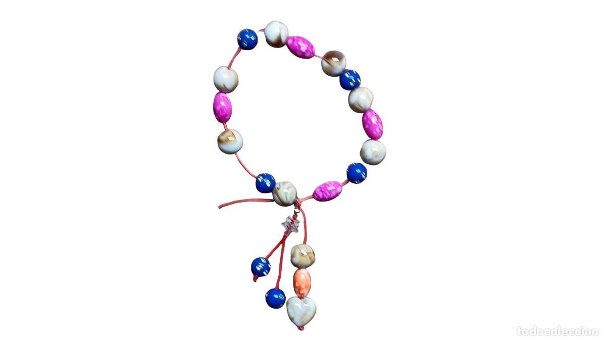 Joyeria: PULSERA VINTAGE - CUENTAS DE COLORES AZUL, ROSA, BEIGE Y NARANJA - A&Ntilde;OS 80-90