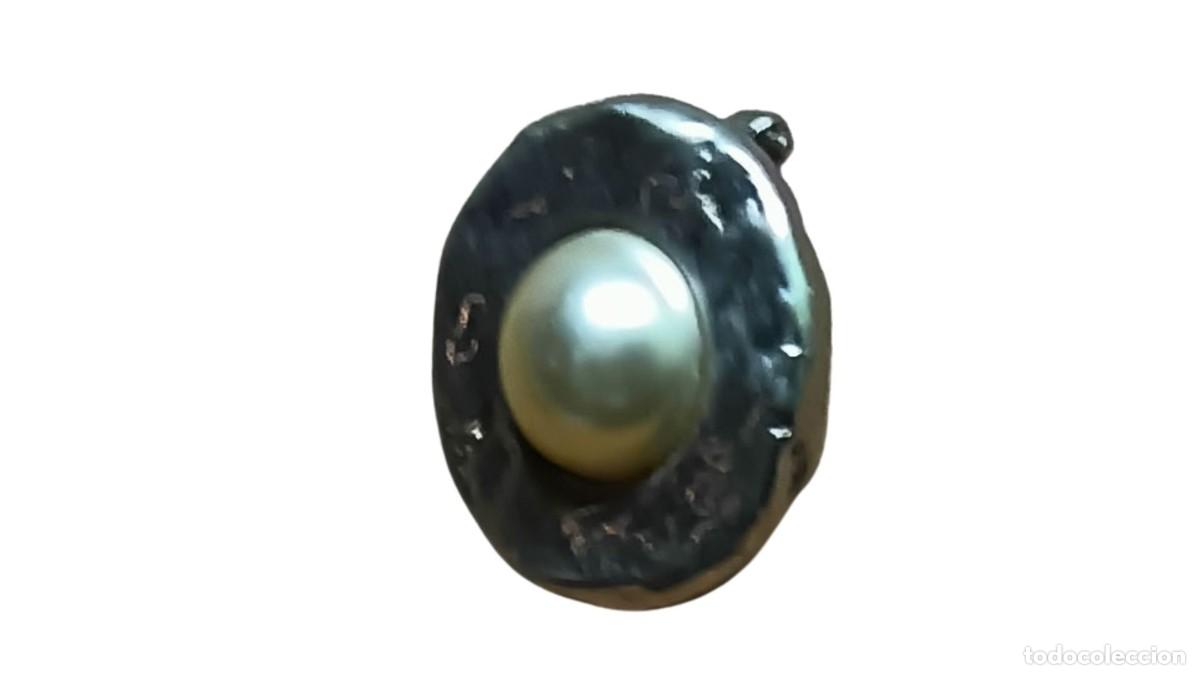 Joyeria: PENDIENTE DE PRESI&Oacute;N VINTAGE &ndash; ESTILO ORG&Aacute;NICO CON PERLA GRIS &ndash; A&Ntilde;OS 80/90
