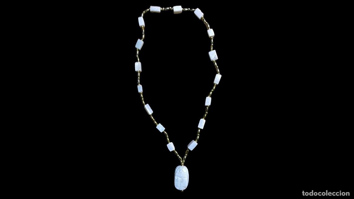 Joyeria: COLLAR VINTAGE - ESTILO RENACIMIENTO EGIPCIO (EGYPTIAN REVIVAL) - COLGANTE DE ESCARABAJO - A&Ntilde;OS 50