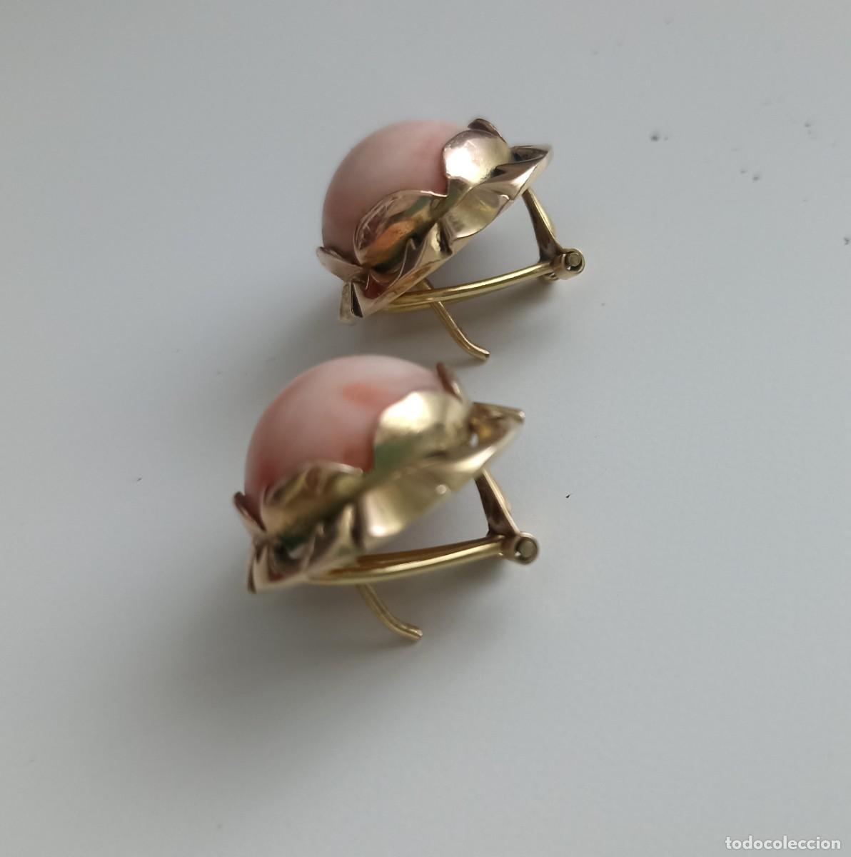 Joyeria: Pendientes antiguos de coral rosa. - Foto 5