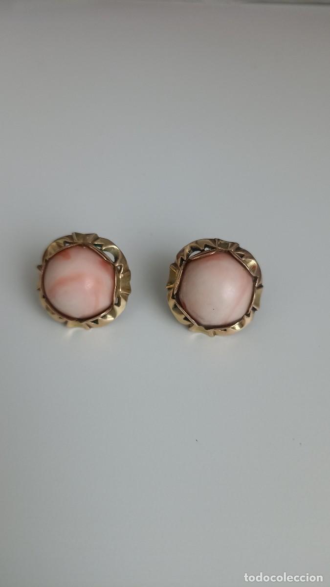 Joyeria: Pendientes antiguos de coral rosa. - Foto 1