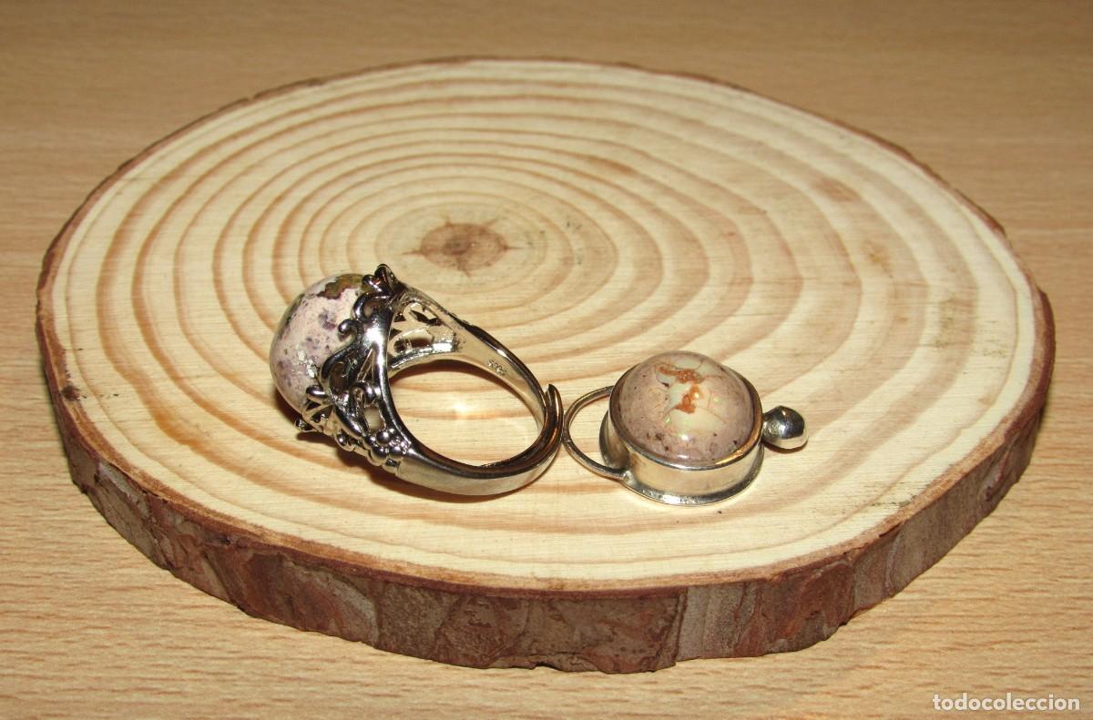Joyeria: Lote anillo sortija ajustable y colgante con &oacute;palos - Foto 2