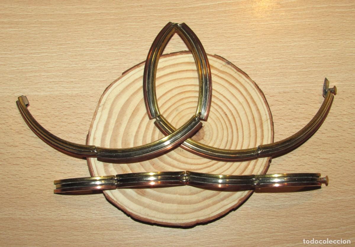Joyeria: Conjunto modernista vintage gargantilla choker y pulsera Metales Casados M&eacute;xico tricolor a&ntilde;os 50-60