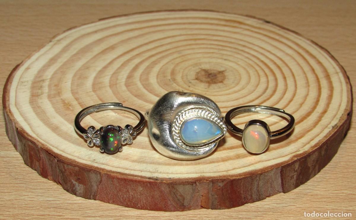 Joyeria: Lote colecci&oacute;n 3 anillos sortijas &oacute;palos