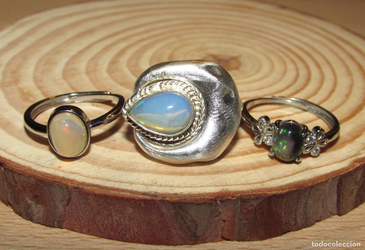 Joyeria: Lote colecci&oacute;n 3 anillos sortijas &oacute;palos - Foto 2