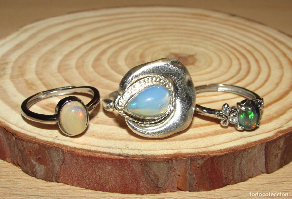 Joyeria: Lote colecci&oacute;n 3 anillos sortijas &oacute;palos - Foto 6