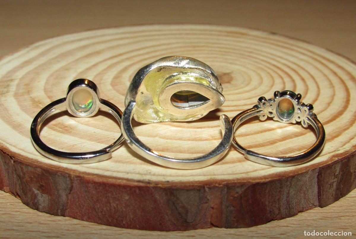 Joyeria: Lote colecci&oacute;n 3 anillos sortijas &oacute;palos - Foto 8