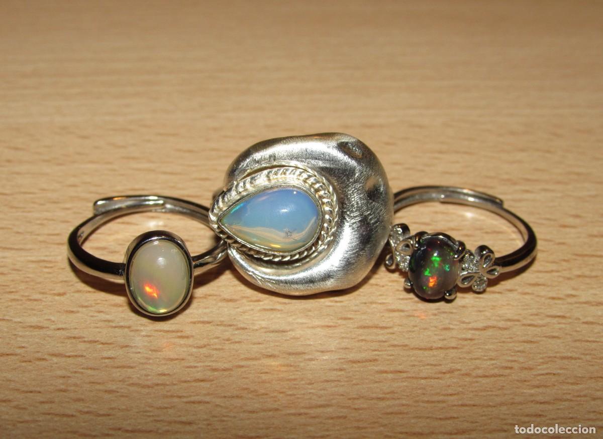 Joyeria: Lote colecci&oacute;n 3 anillos sortijas &oacute;palos - Foto 13
