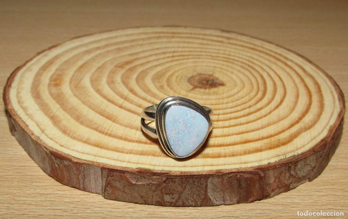 Joyeria: Anillo sortija de de plata con &oacute;palo sello semi borrado 925