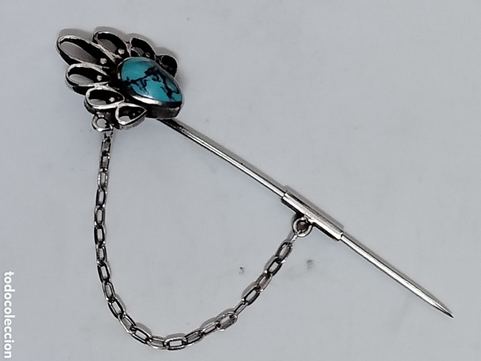 Joyeria: alfiler de plata y turquesa - Foto 1