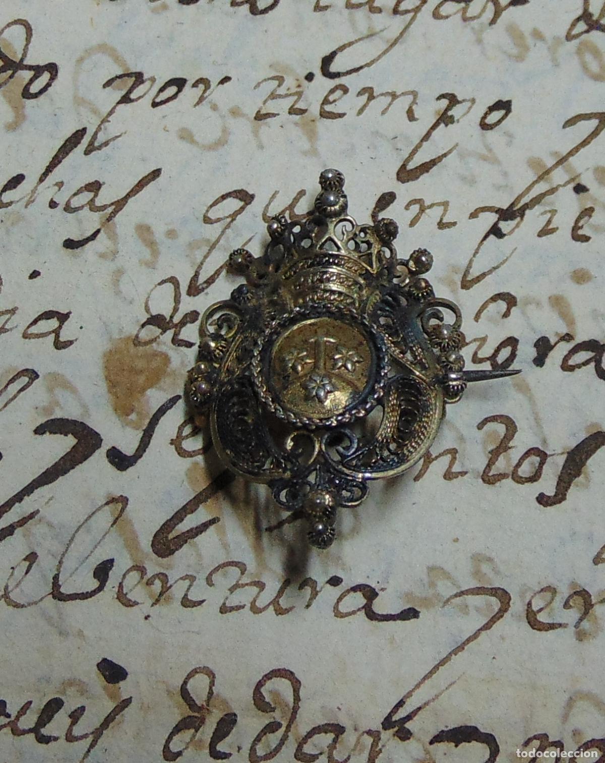 Joyeria: BROCHE S. XIX, PLATA SOBRE DORADA, CARMELITAS, BUEN ESTADO, 3,5x2,2CM