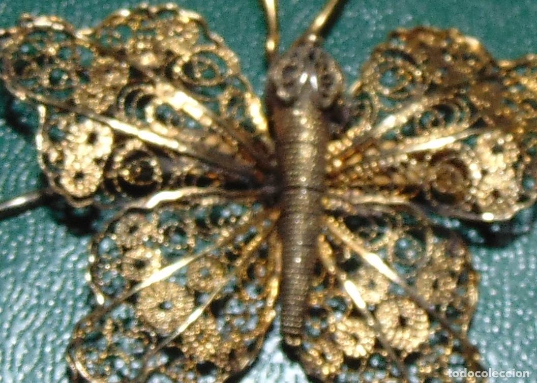 Joyeria: BROCHE MARIPOSA PRINCIPIOS S. XX, FILIGRANA DE PLATA SOBRE DORADA