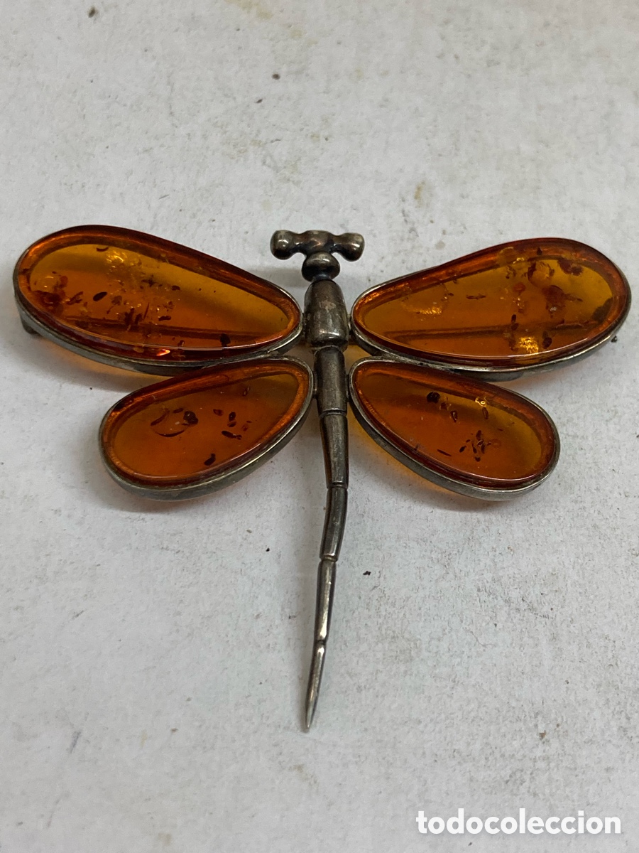 Joyeria: Broche de plata y ambar B242