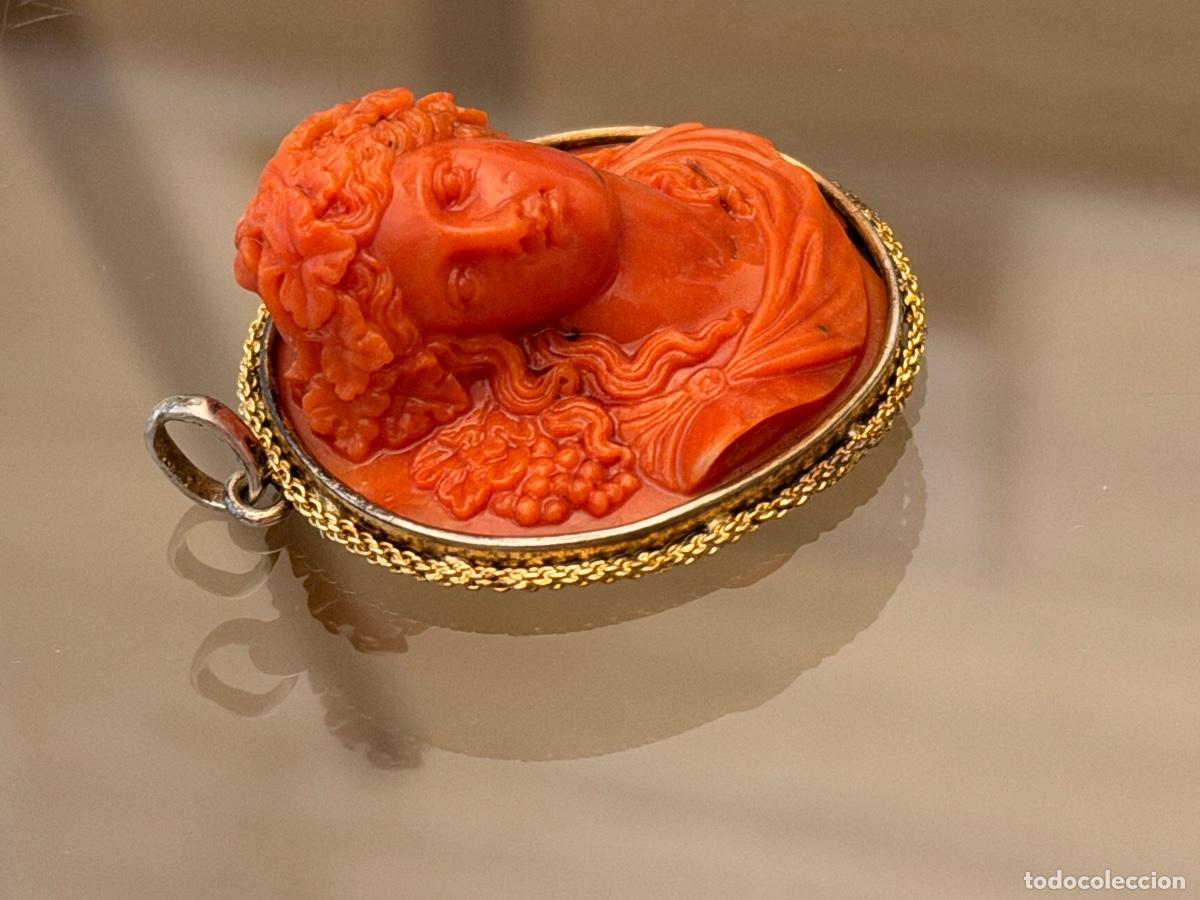 Joyeria: IMPORTANTE CAMAFEO DE CORAL ROJO MEDITERR&Aacute;NEO HACIA 1800 COLGANTE