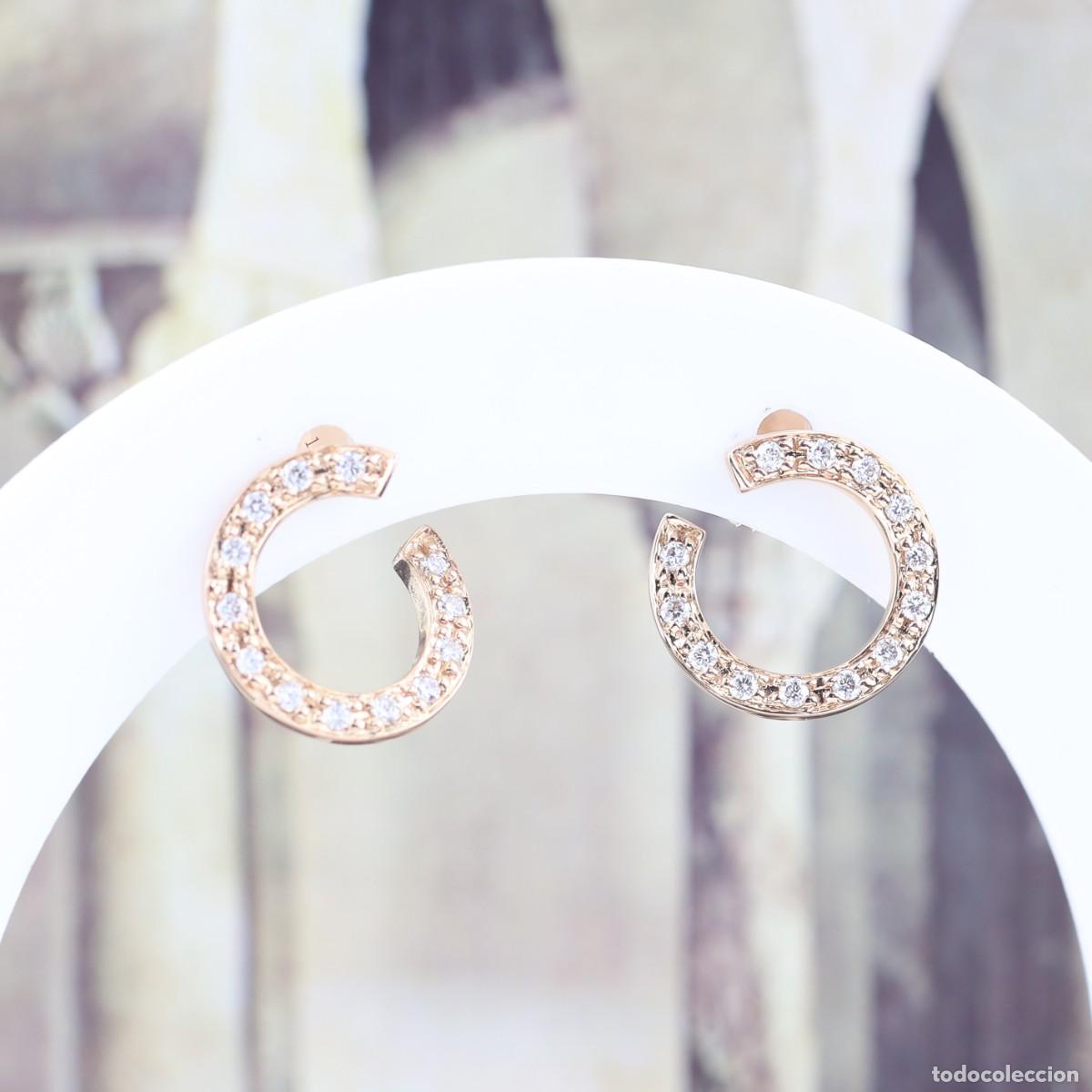 Joyeria: Pendientes de aro abierto con diamantes en oro rosa 18K &ndash; 0,26 ct