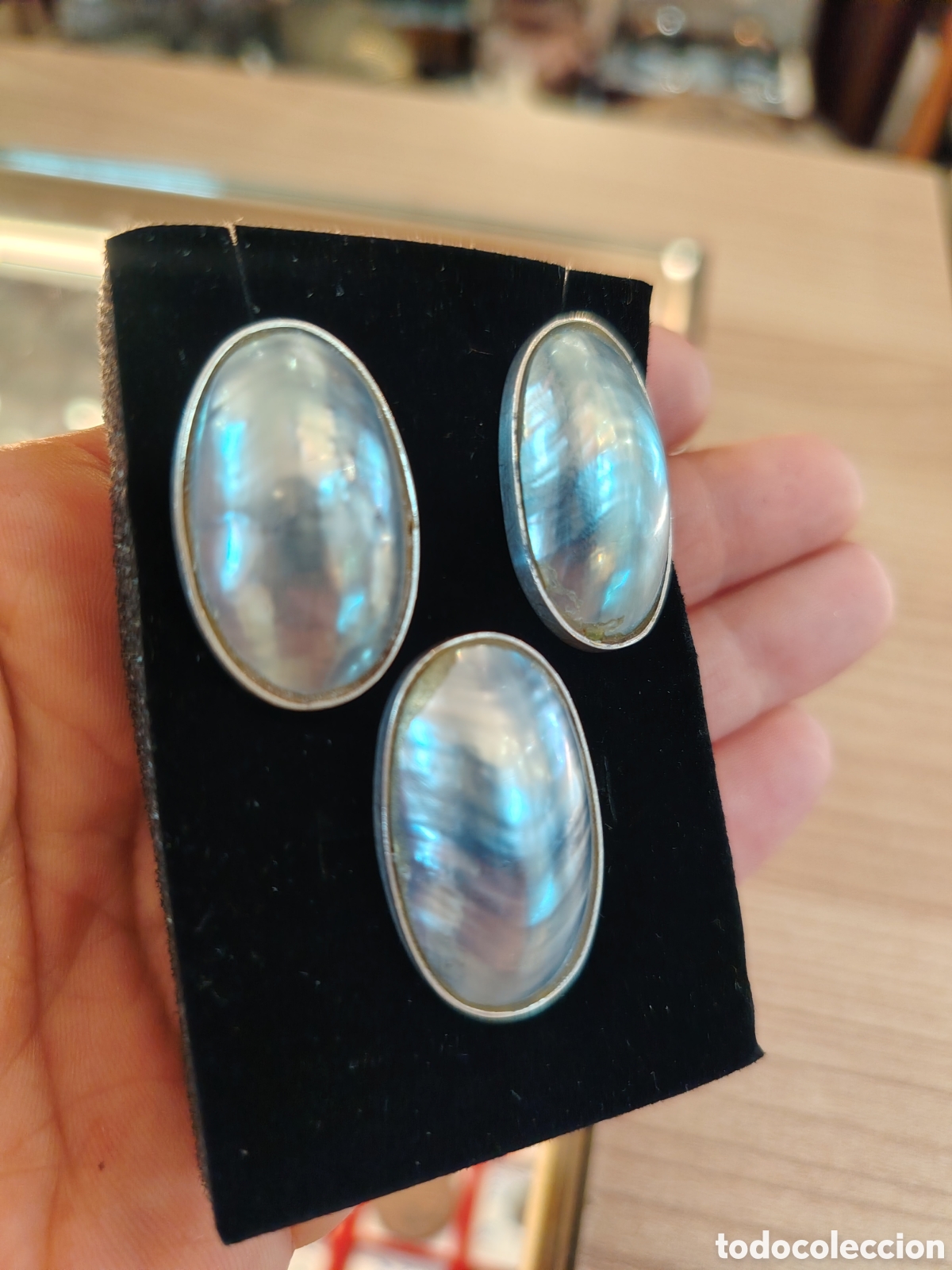 Joyeria: Juego de pendientes y anillo elaborado en plata y perlas de abul&oacute;n. - Foto 13