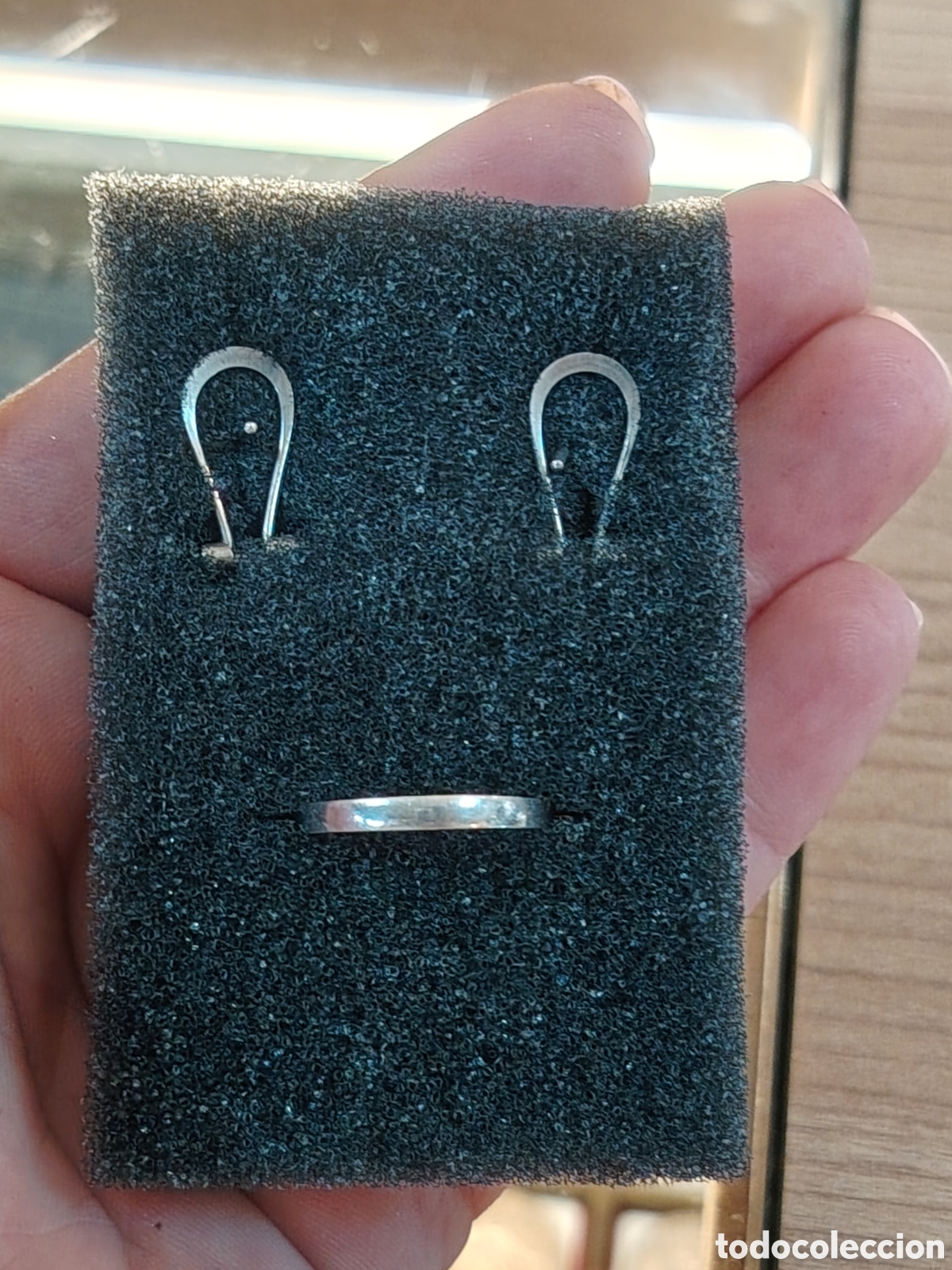 Joyeria: Juego de pendientes y anillo elaborado en plata y perlas de abul&oacute;n. - Foto 15