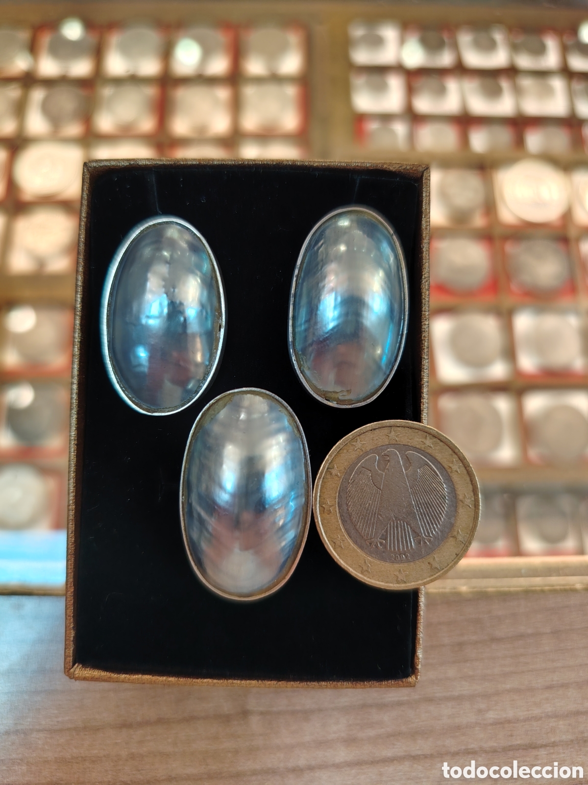 Joyeria: Juego de pendientes y anillo elaborado en plata y perlas de abul&oacute;n. - Foto 16