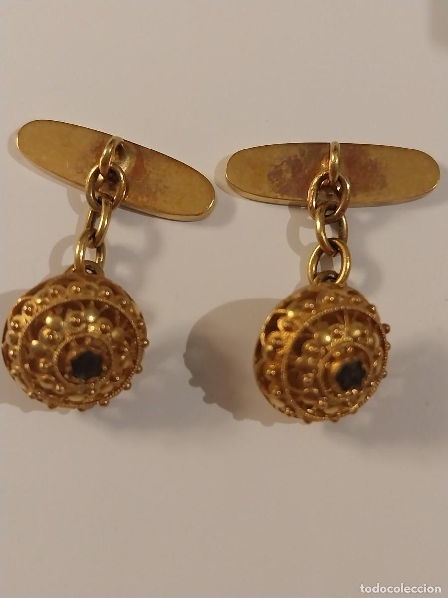 Joyeria: Gemelos hist&oacute;ricos de oro 18k bot&oacute;n charro - Foto 2