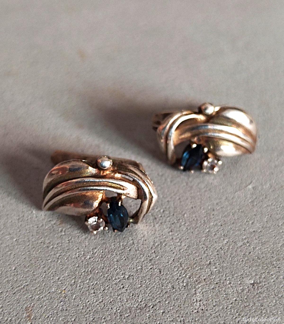 Joyeria: Pendientes de plata de ley con piedra azul y circonita.