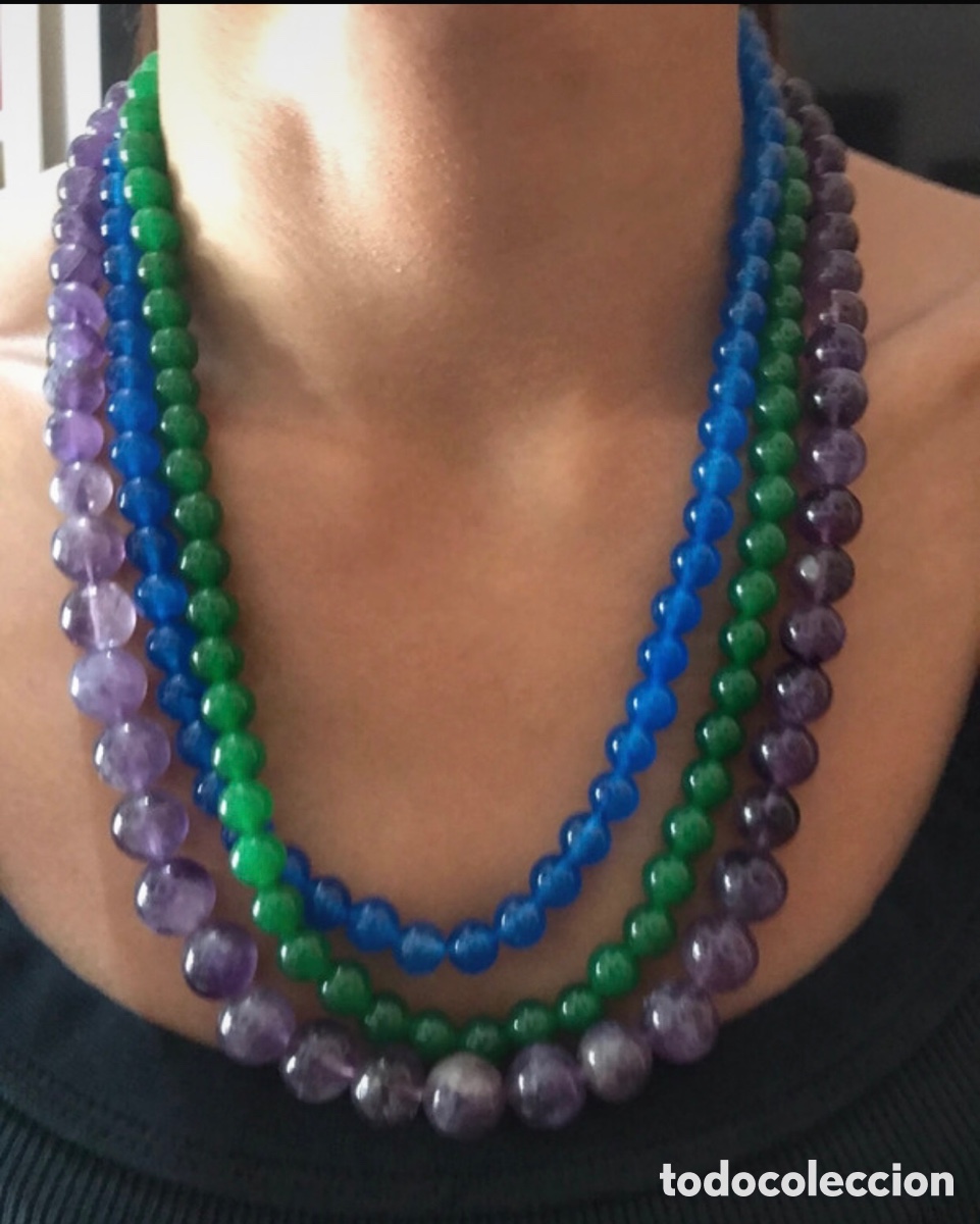 Joyeria: Collar cuentas amatista, Jade, zafiro
