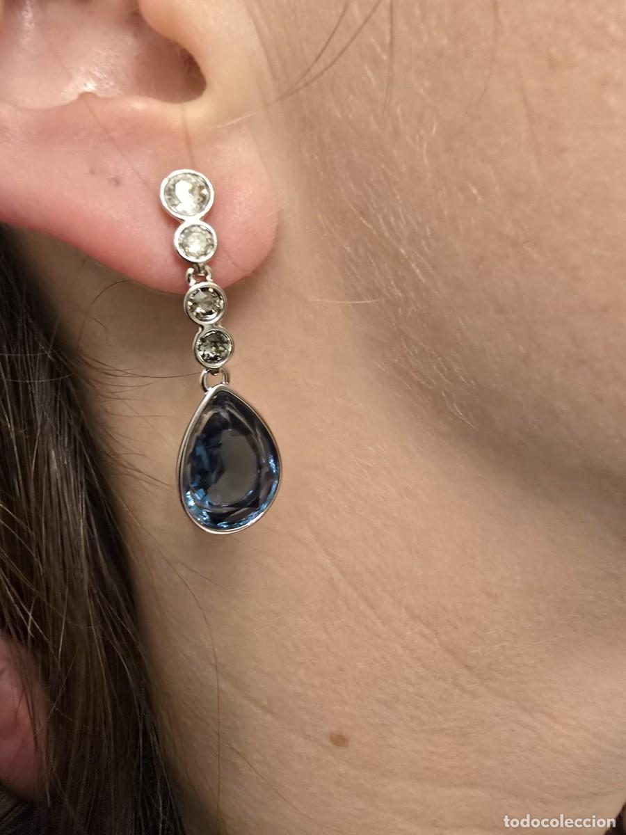 Joyeria: Swarovski Pendientes Vintage Drop Azul Teal
