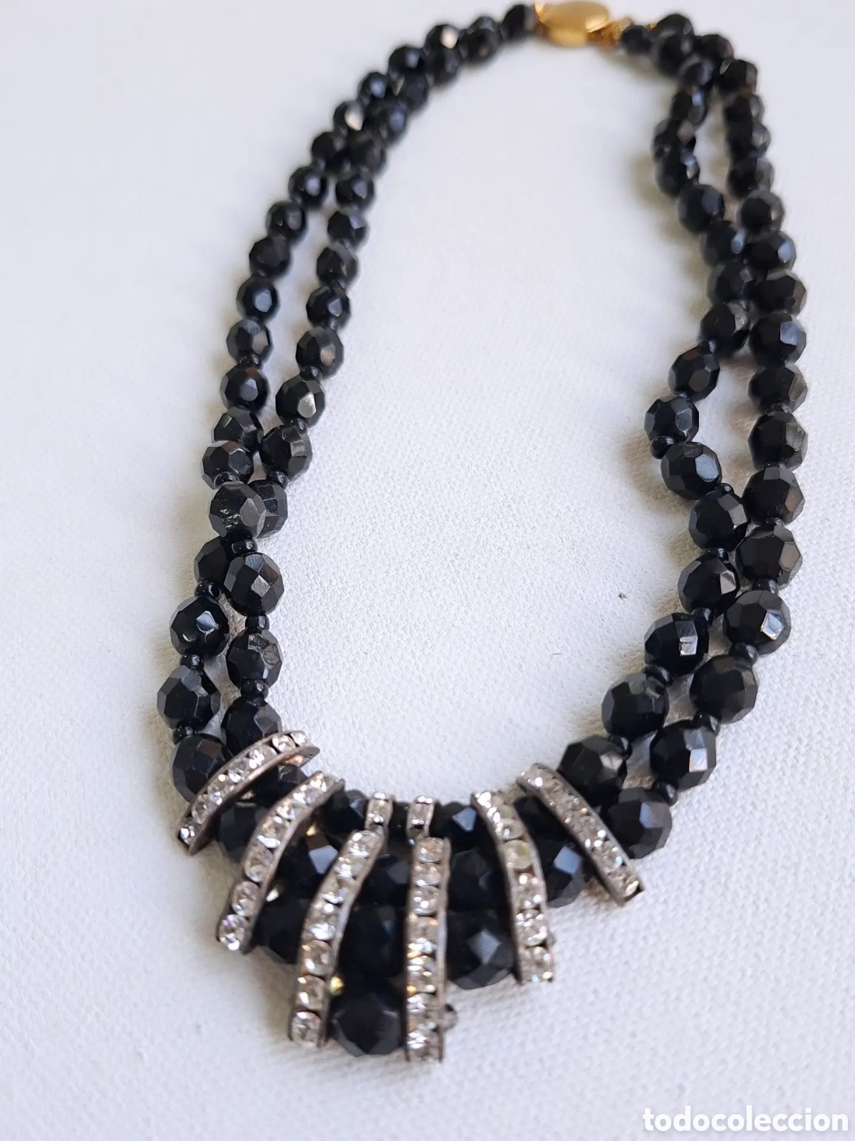 Joyeria: Collar A&ntilde;os 50 Cuentas De Cristal Negro Facetado