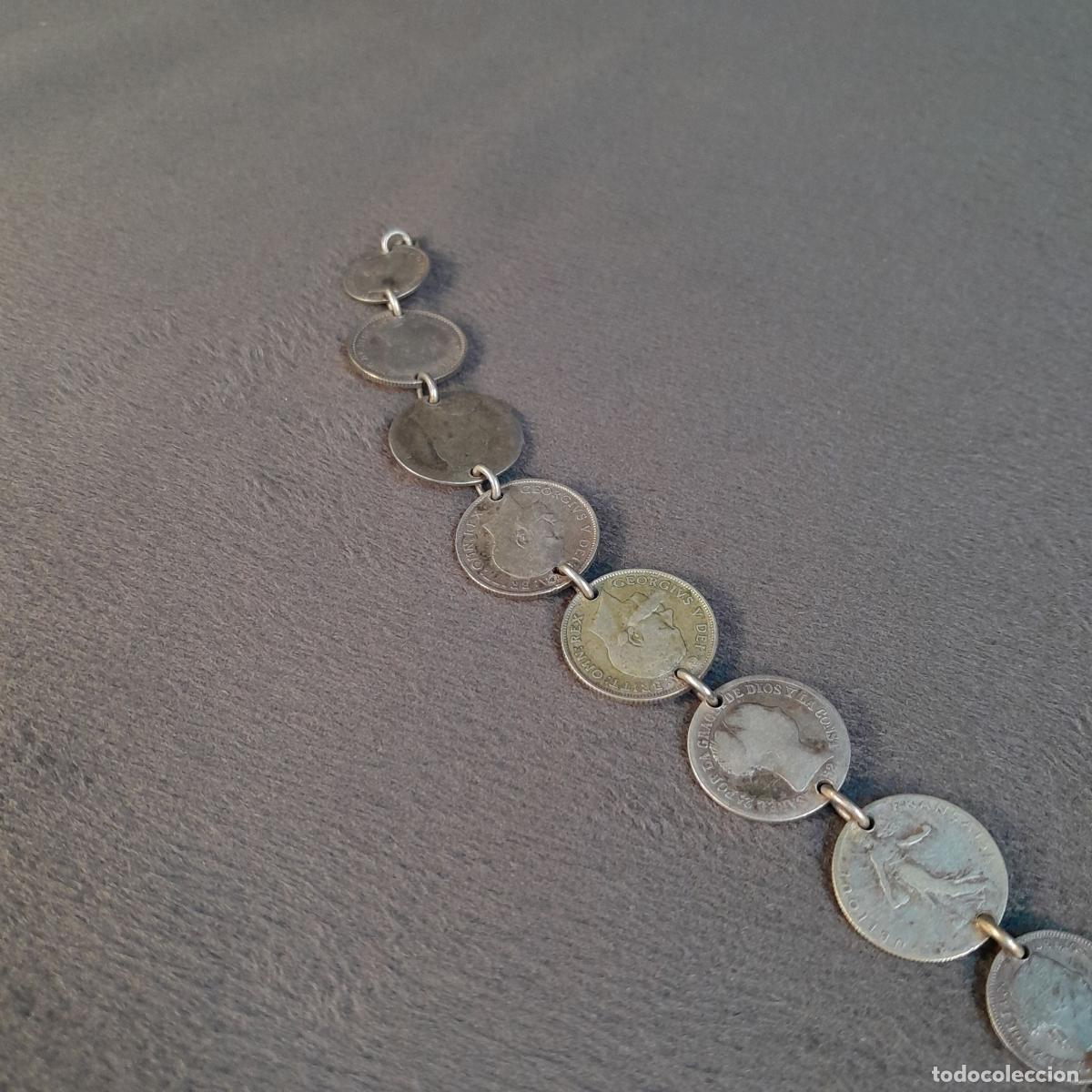 Joyeria: J-4633. PULSERA DE MONEDAS DE PLATA. 1920 - Foto 2
