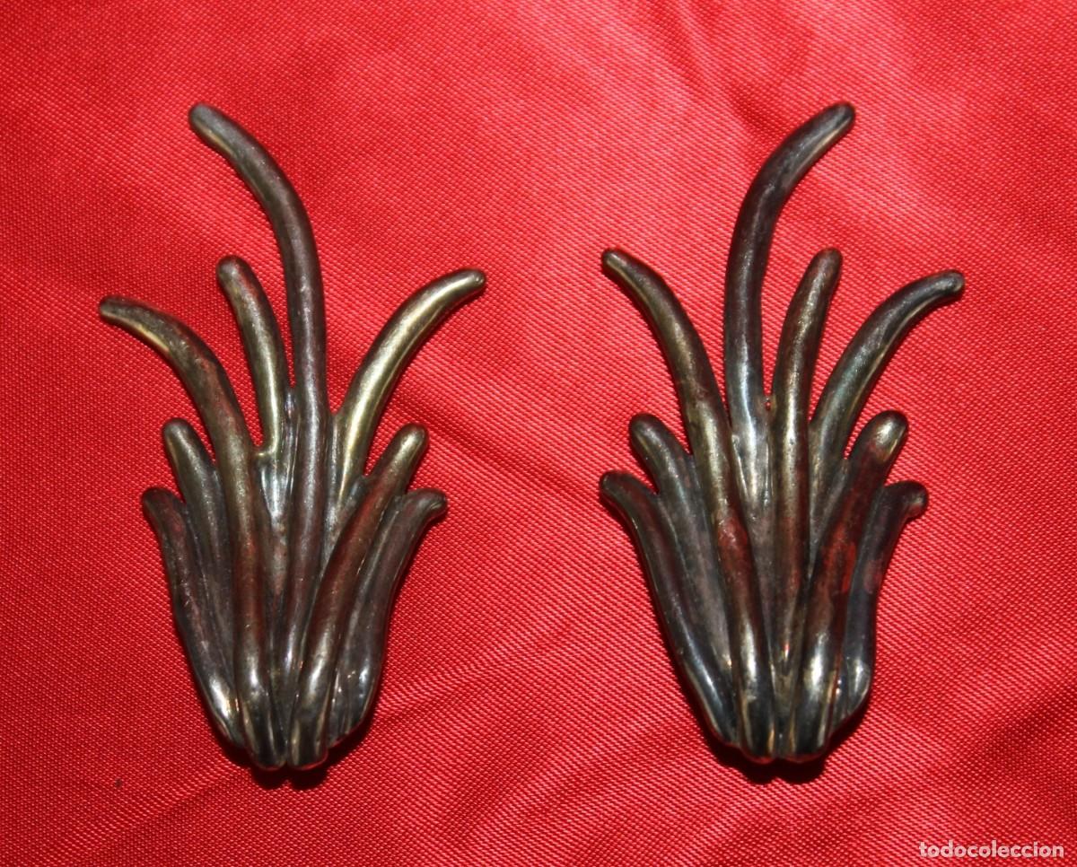 Joyeria: Pendientes vintage de clip en plata laminada 925 firmados con dise&ntilde;o vegetal. 7 cm