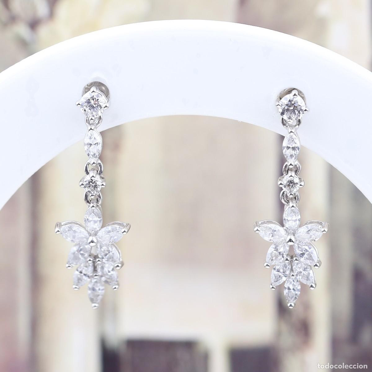 Joyeria: Pendientes largos de diamantes en oro blanco de 18K &ndash; 0,91 ct