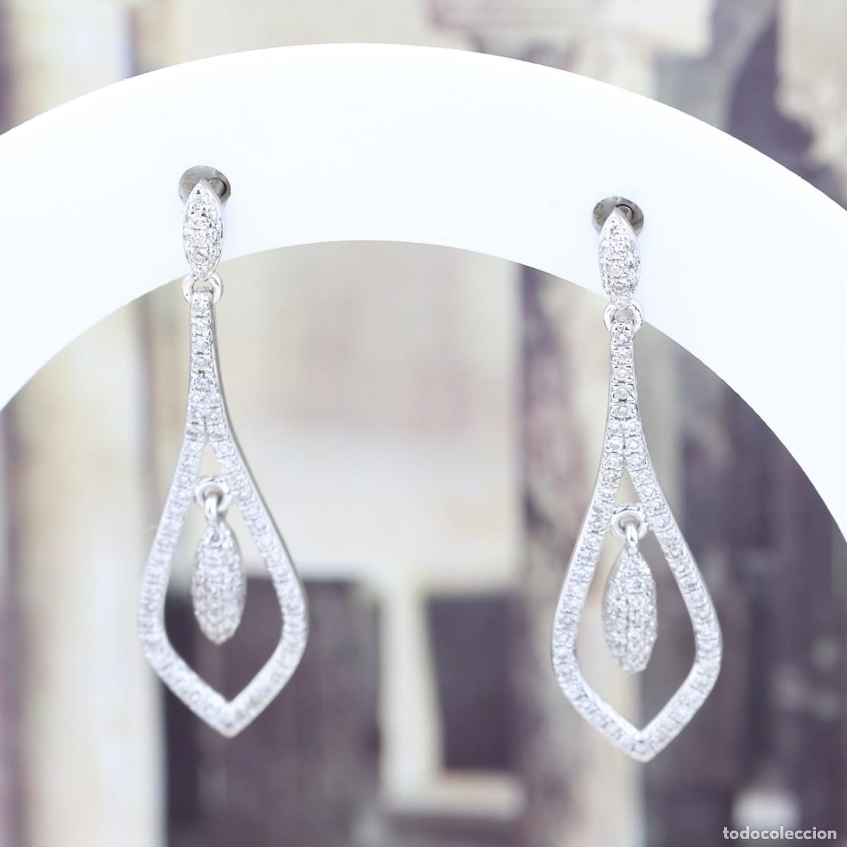 Joyeria: Pendientes largos de diamantes en oro blanco de 18K &ndash; 0,75 ct