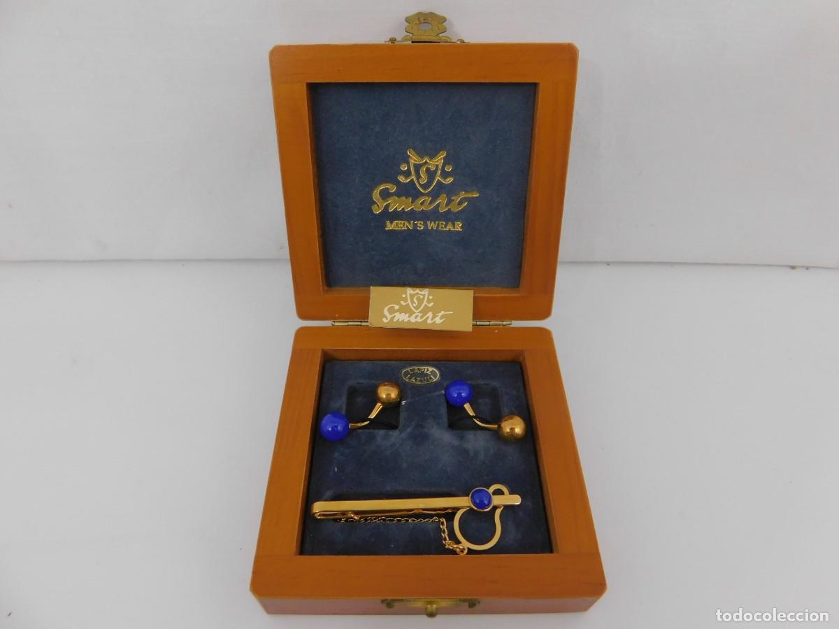 Joyeria: CONJUNTO AGUJA Y GEMELOS - CHAPADO ORO Y LAPISL&Aacute;ZULI