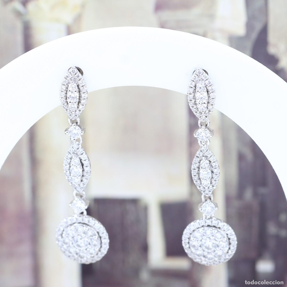 Joyeria: Pendientes largos de diamantes en oro blanco de 18K &ndash; 1,10 ct