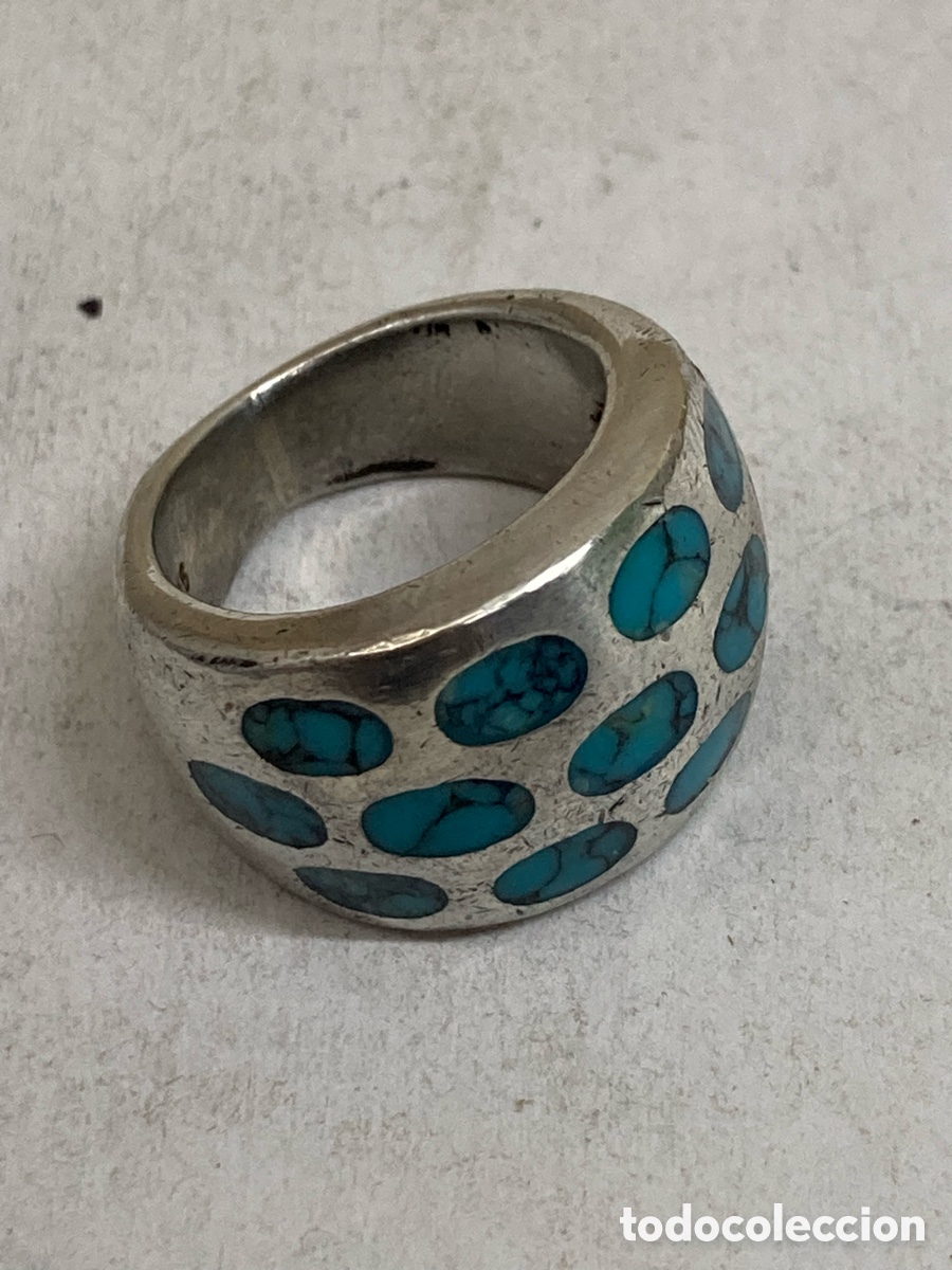 Joyeria: Anillo de plata y turquesa S552 - Foto 1