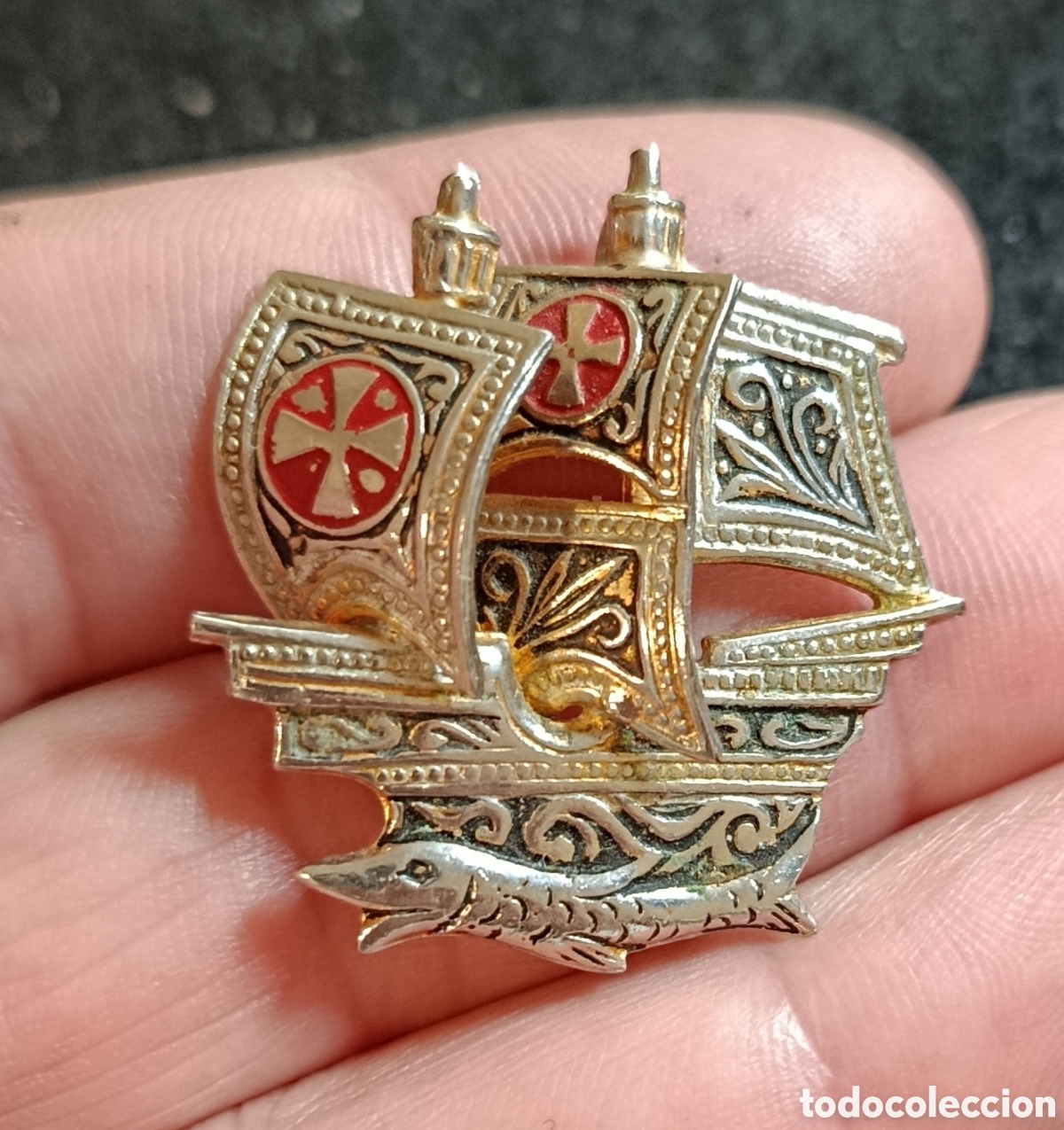 Joyeria: Antiguo broche caravela portuguesa - Foto 1