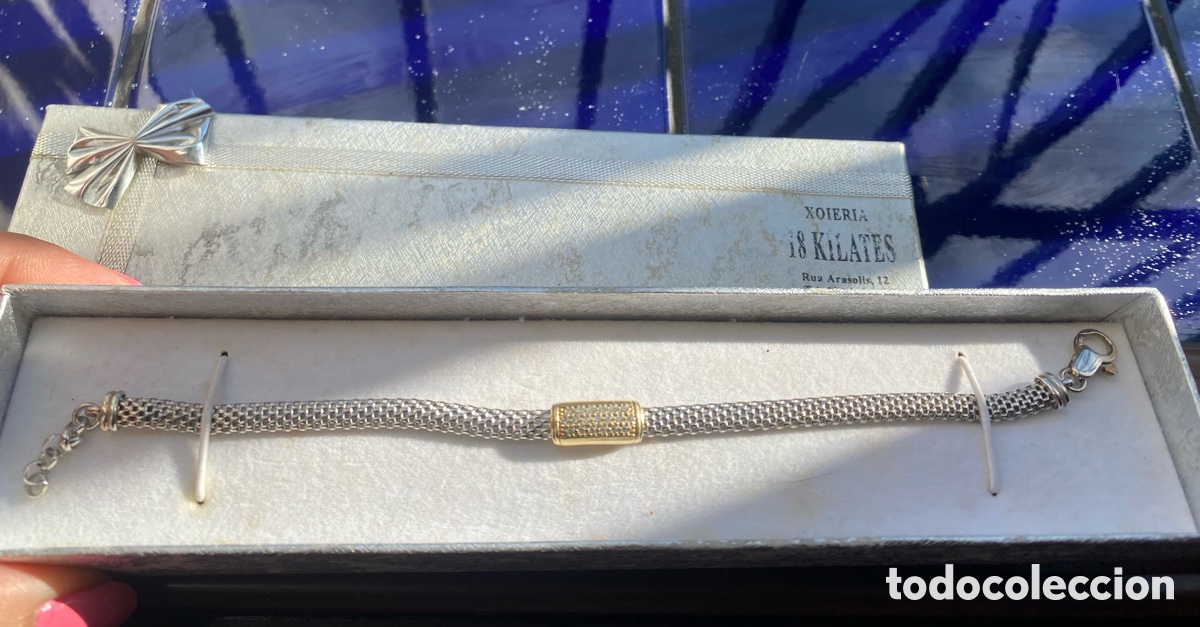 Joyeria: Preciosa pulsera de plata y oro con su caja
