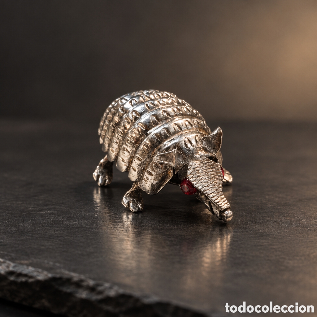 Joyeria: Antiguo broche en forma de armadillo elaborado en plata y pedrer&iacute;a