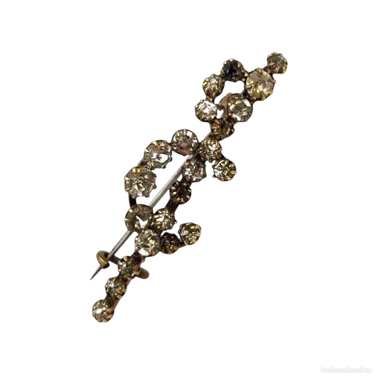 Joyeria: Broche antiguo victoriano de espada y luna creciente con estr&aacute;s, Europa, ca. 1890&ndash;1910