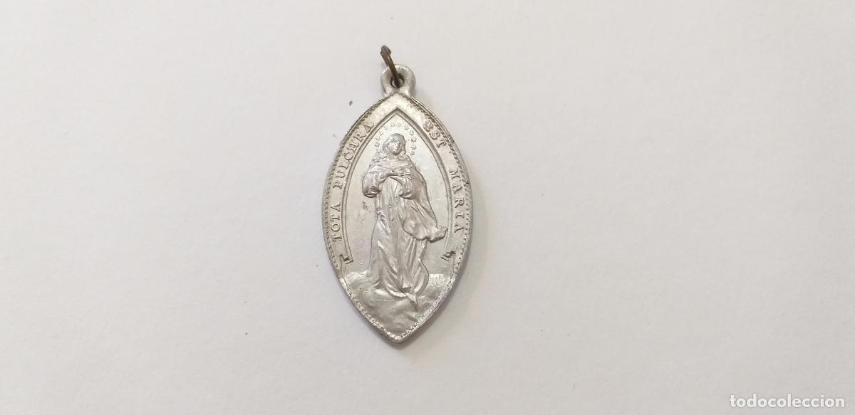 Joyeria: COLGANTE MEDALLA RELIGIOSA. DOBLE CARA. IMAGEN DE LA VIRGEN MARIA INMACULA