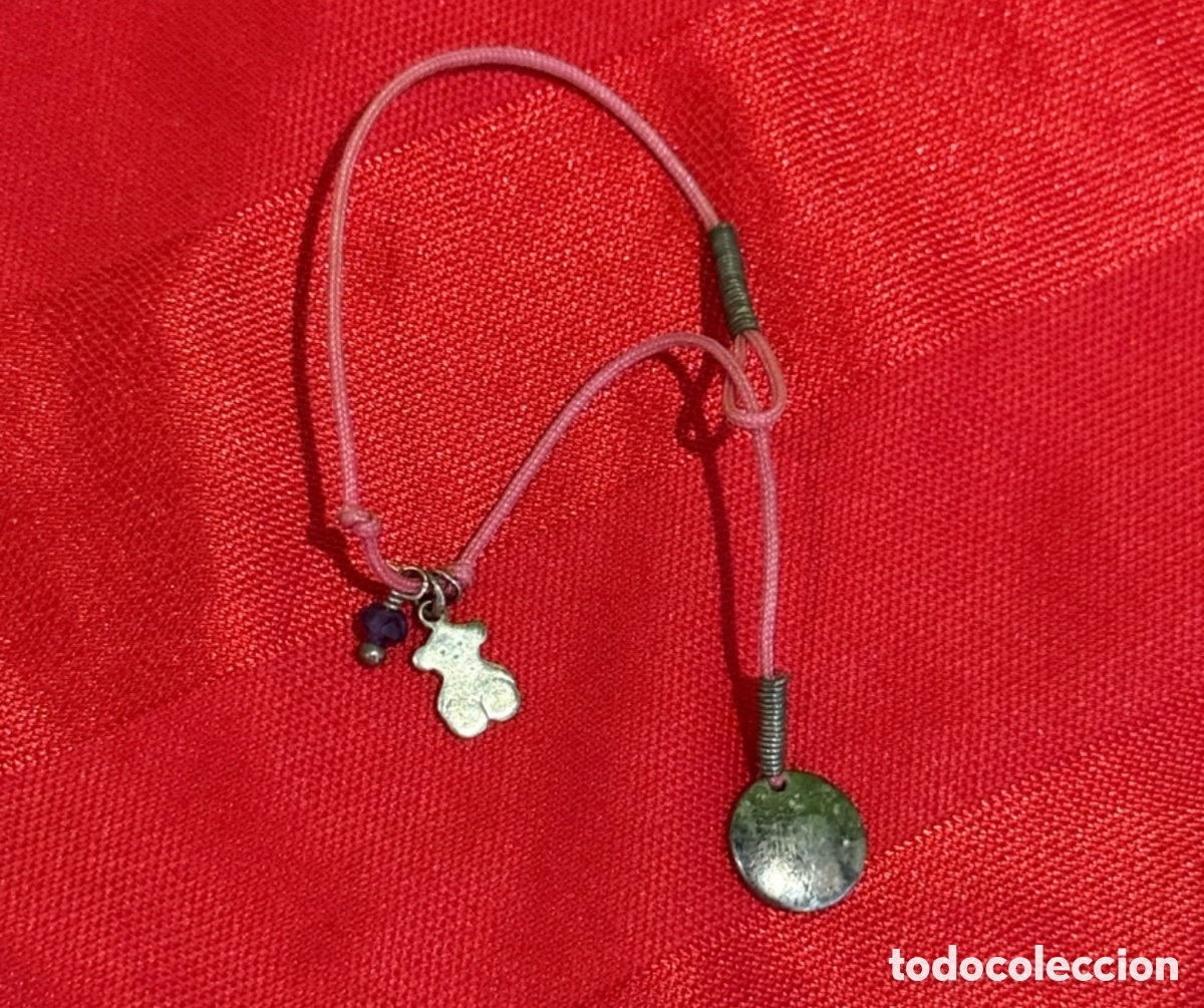 Joyeria: Pulsera Tous de plata con oso, piedra y colgante circular