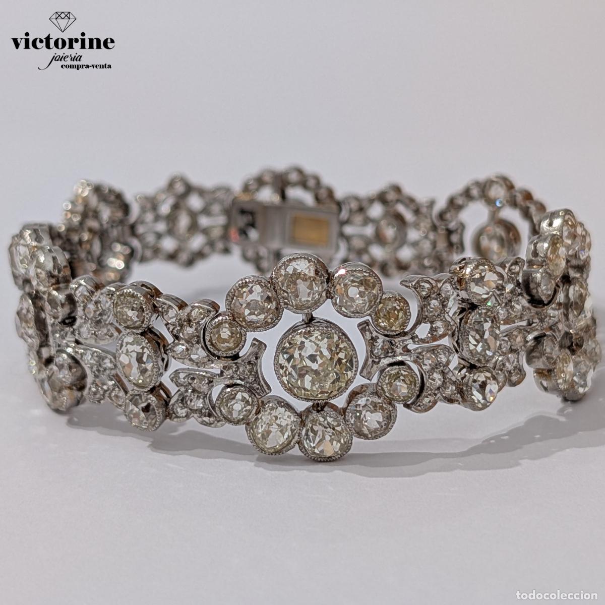 Schmuck: Brazalete de los a&ntilde;os 1910 de platino y oro con diamantes y motivos florales
