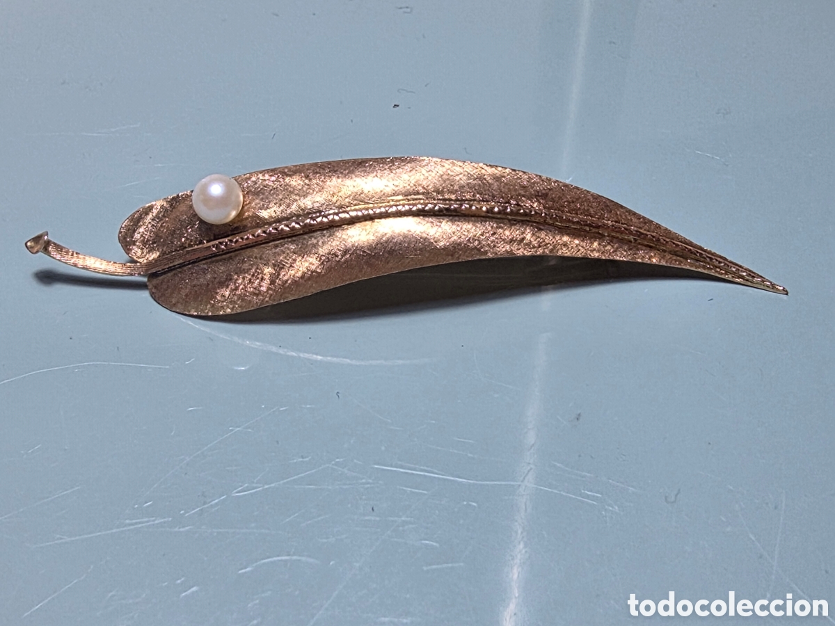 Joyeria: Broche Retro de Oro 18K (750) y Perla Natural