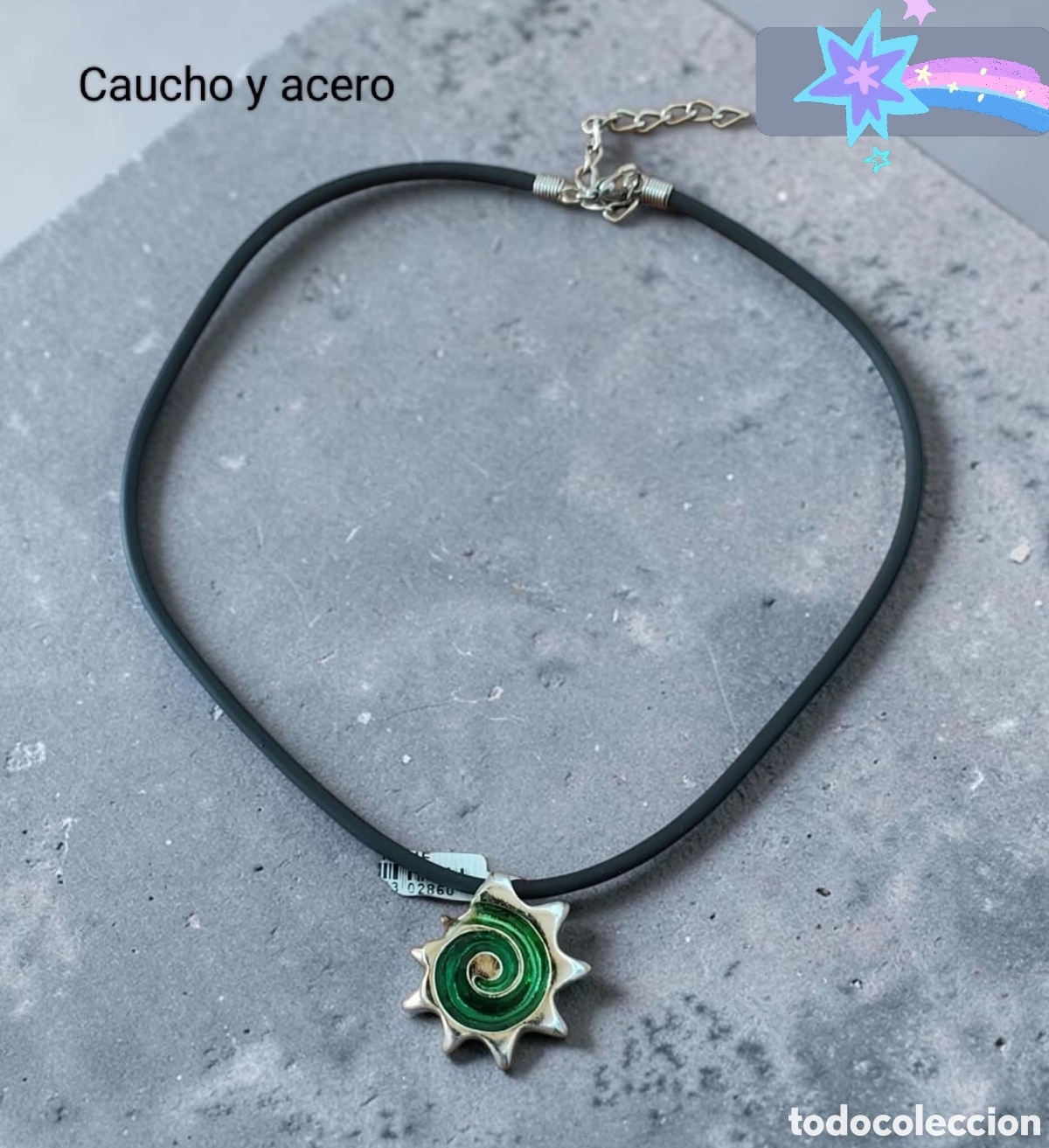 Joyeria: :::: EN35 - COLGANTE ACERO Y ESMALTE CON CORDON DE CAUCHO