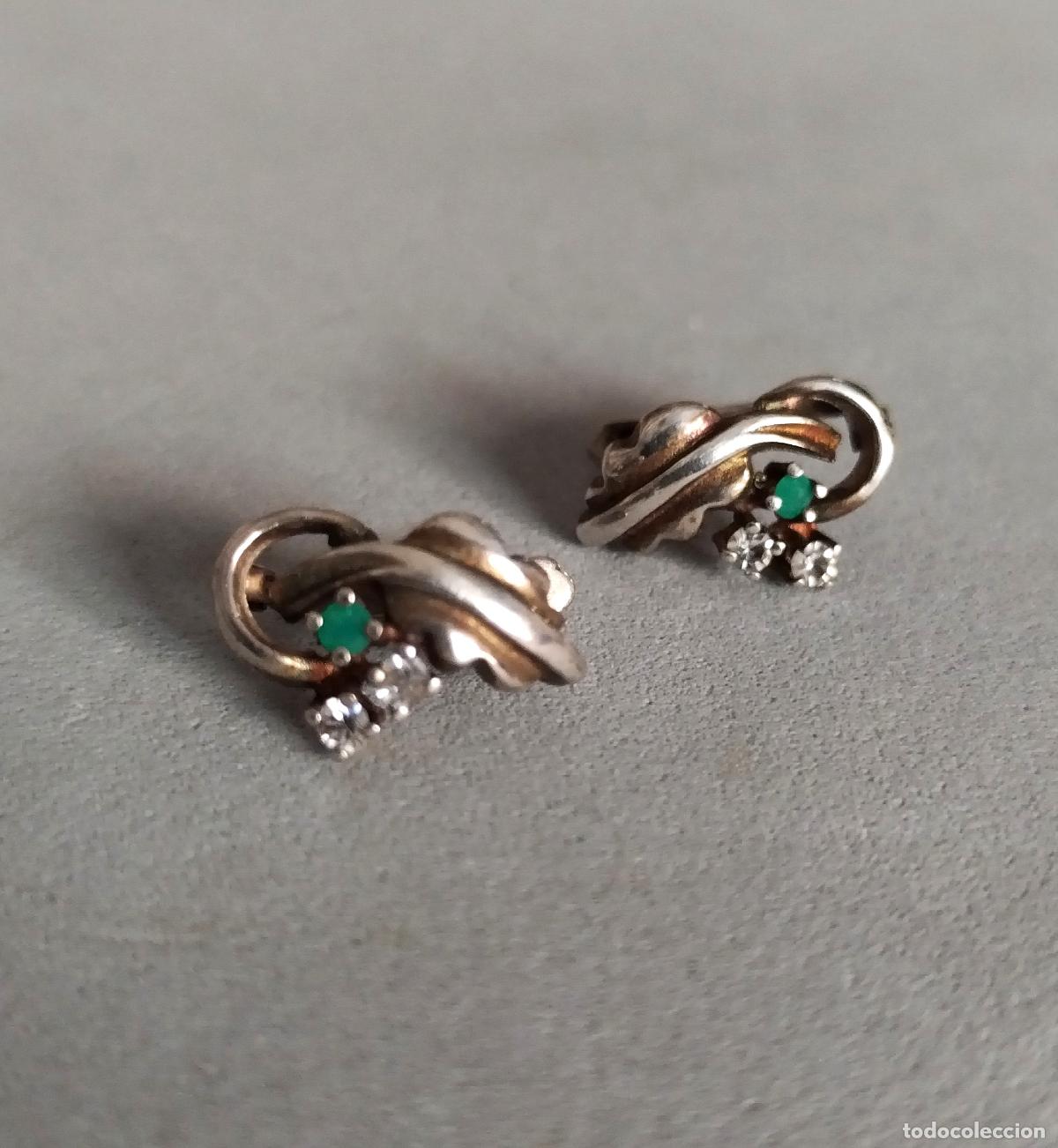 Joyeria: Pendientes de plata de ley con circonitas. Cierre catal&aacute;n.